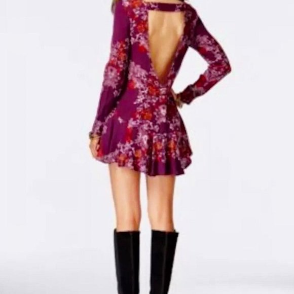 New Free People Smooth Talker Floral Tunic Dress Plumberry Combo size medium - Picture 8 of 9